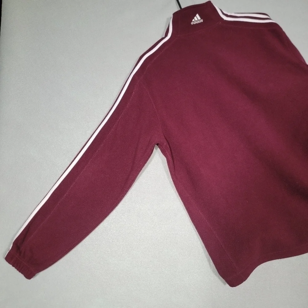 Adidas Mississippi State Bulldogs 1/4 Zip Fleece Pullover 3 Stripe Sleeve Size M